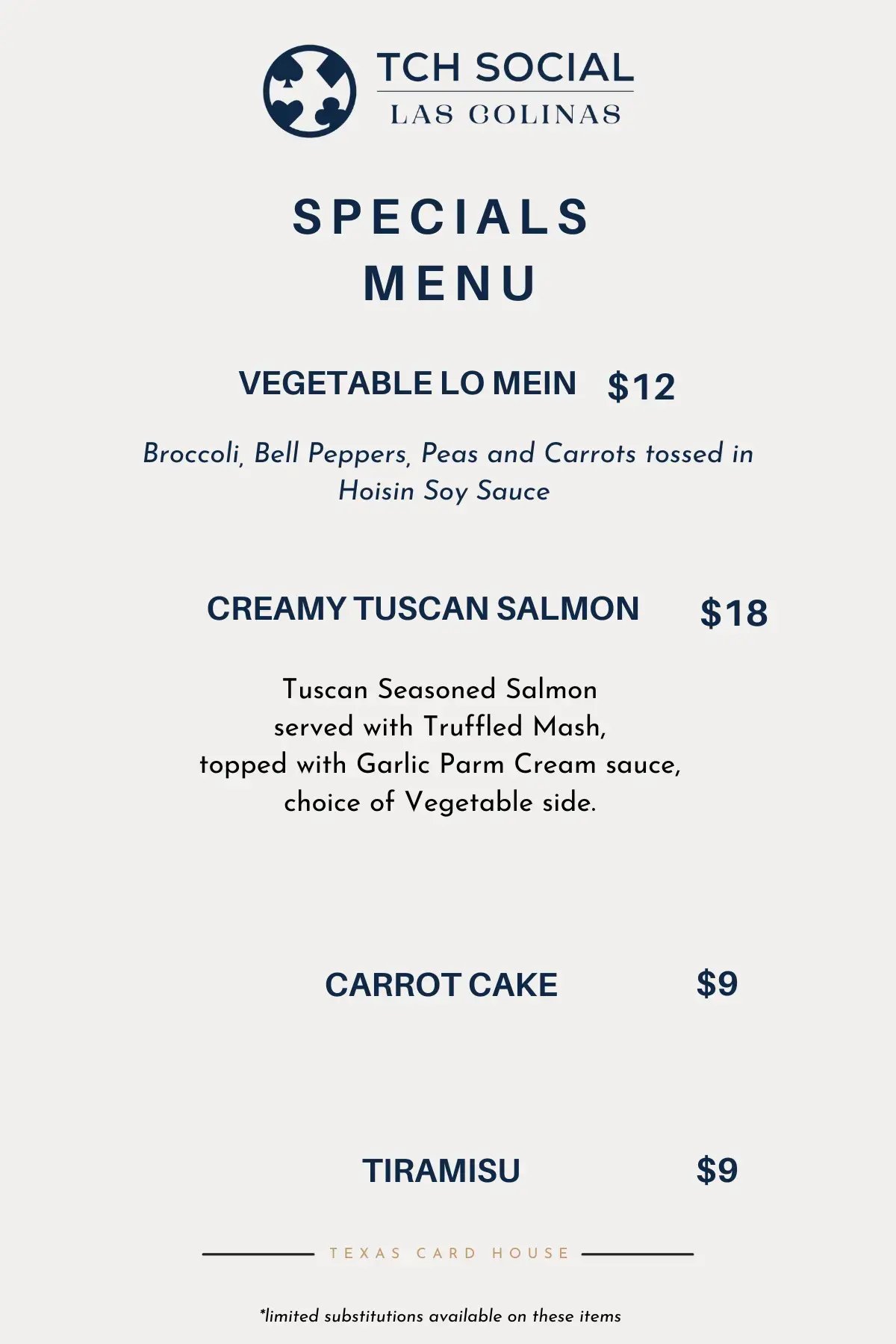 August Specials at TCH Social Las Colinas