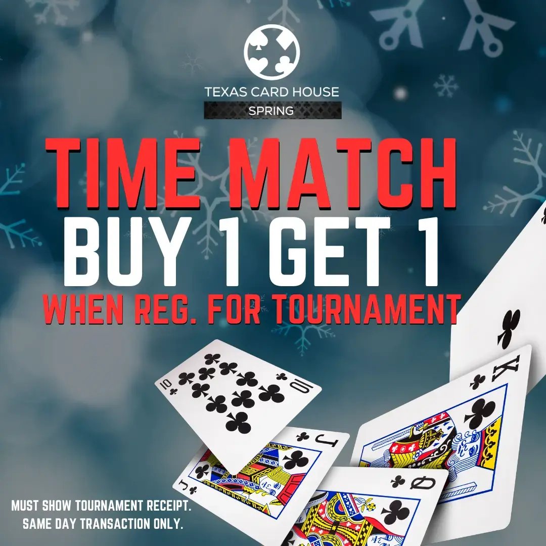 BOGO hour at TCH Spring when you register for a tournament within the same day