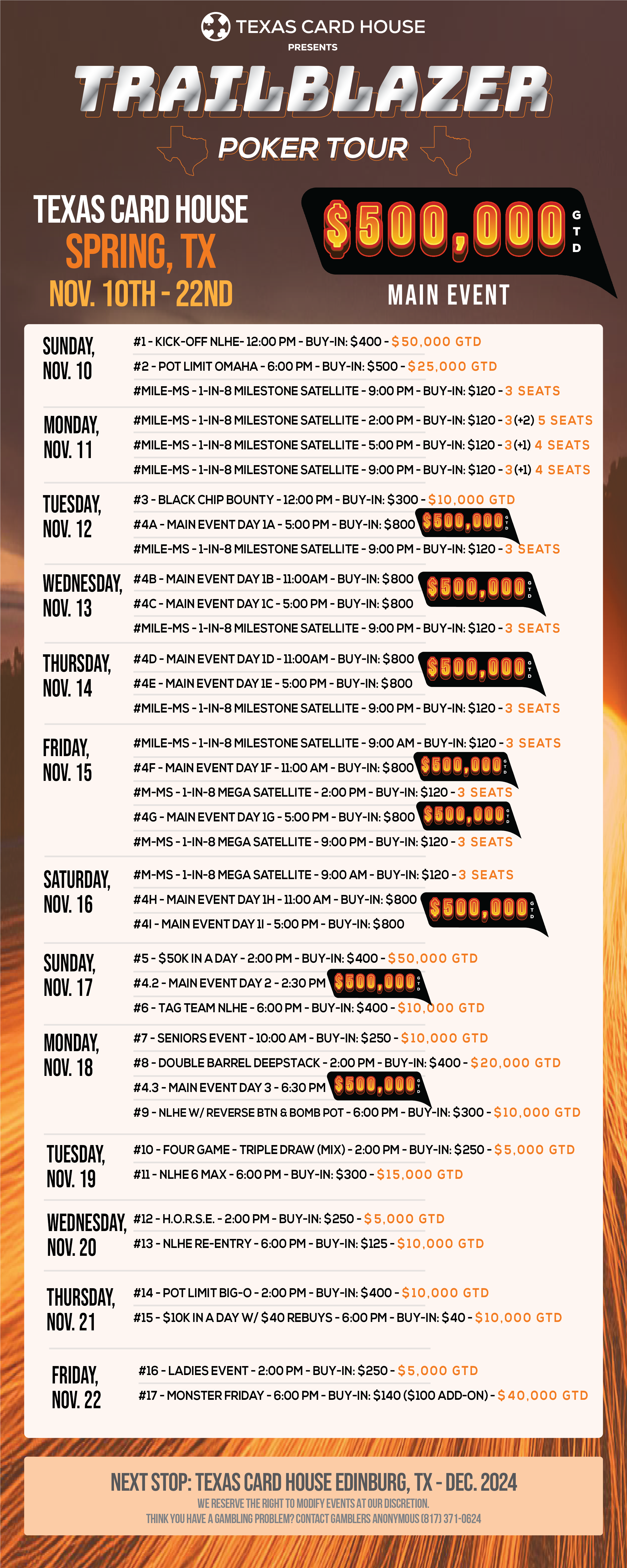 Trailblazer Schedule Spring, TX Stop