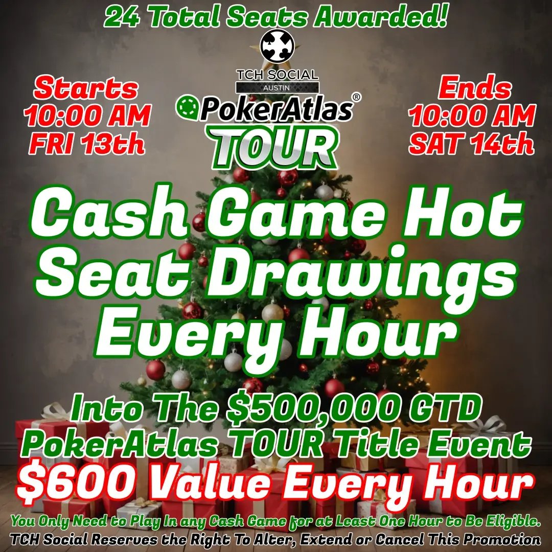 Cash Game Hot Seat Drawings for $500K Event at PokerAtlas Tour