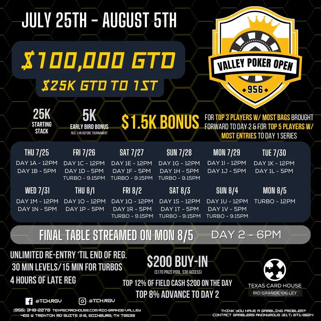 Valley Poker Open Poker Tournament at TCH RGV July2024 